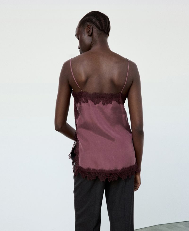 Women's Square-Neck Sleeveless Lace-Trim Camisole