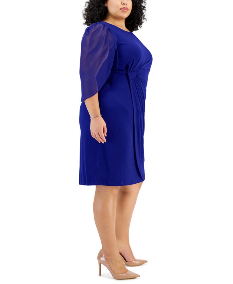 Plus Size Chiffon-Sleeve Sheath Dress