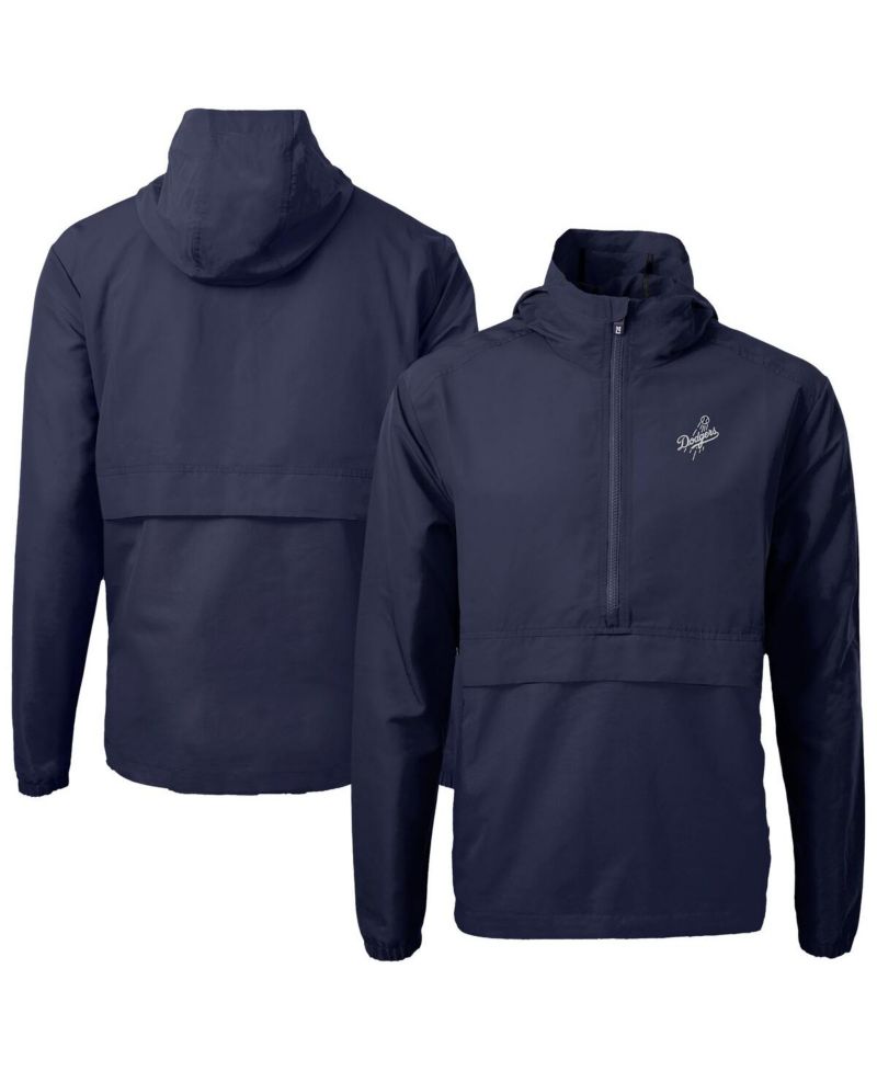 Men's Navy Los Angeles Dodgers Charter Anorak Half-Zip Hoodie Jacket