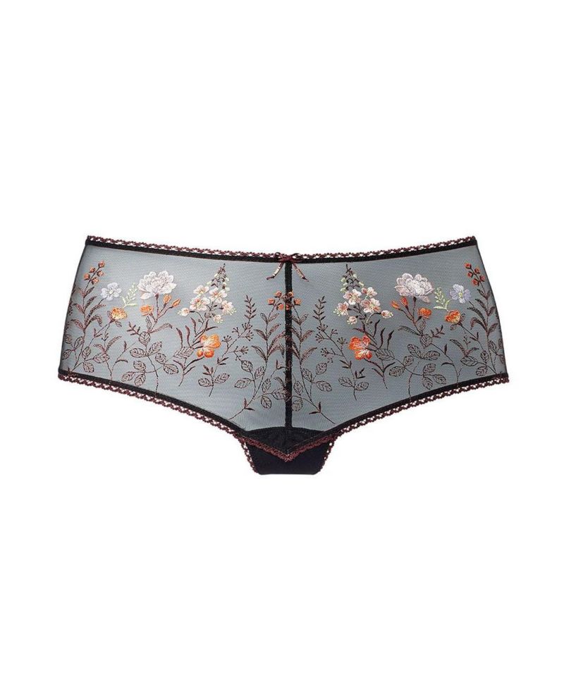 Women's Floral Print Sheer Embroidered Panty Lace Cheeky Underwear