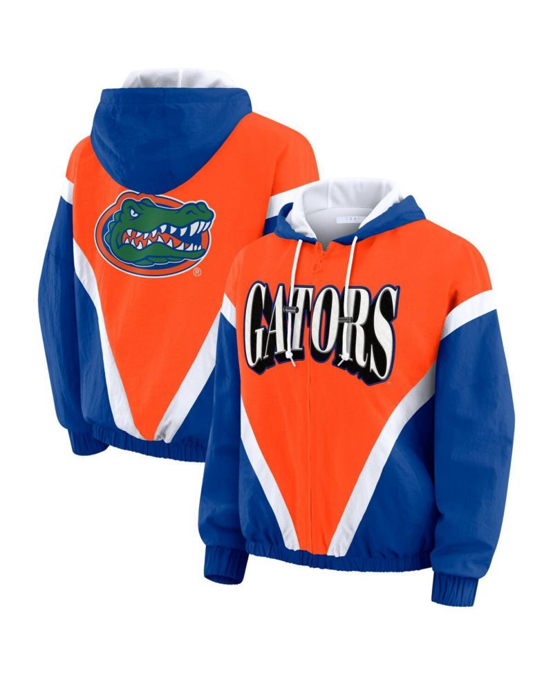 Women's Orange/Royal Florida Gators Color Block Full-Zip Hoodie Windbreaker Jacket