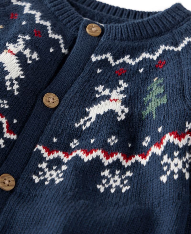 Baby Boys' or Baby Girls' Cotton Fair Isle Sweater Knit Jumpsuit