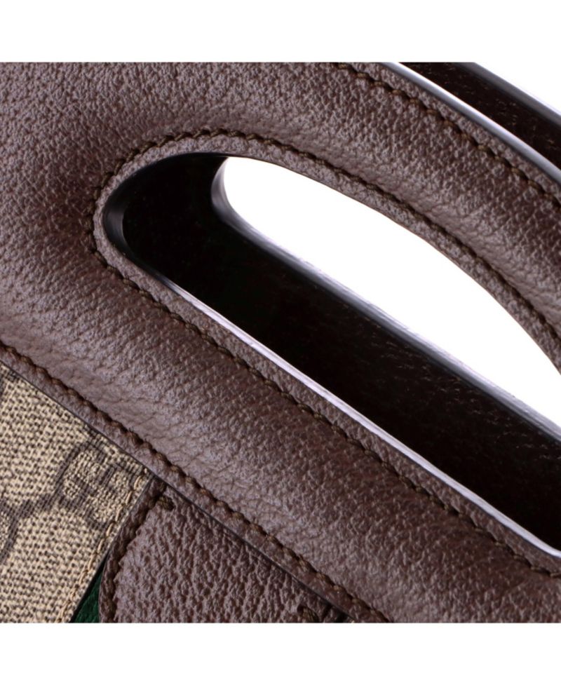 Small Ophidia Cut Out Handle Bag GG Coated Canvas with Leather