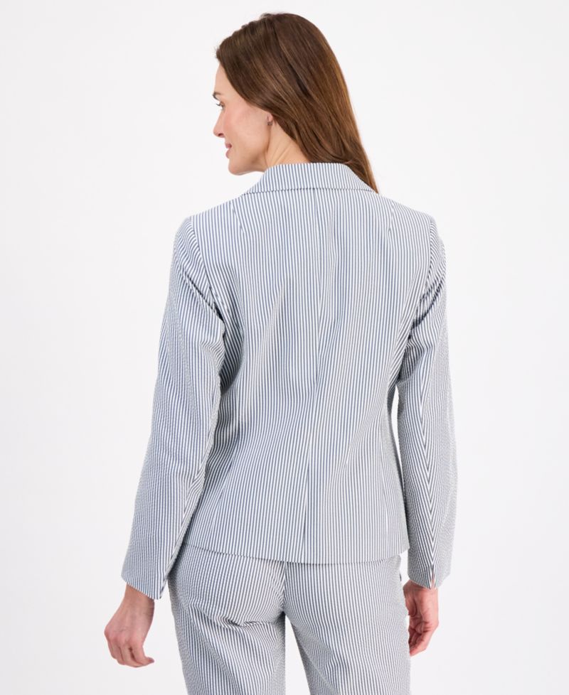 Women's Long-Sleeve Seersucker 2 Piece Pantsuit
