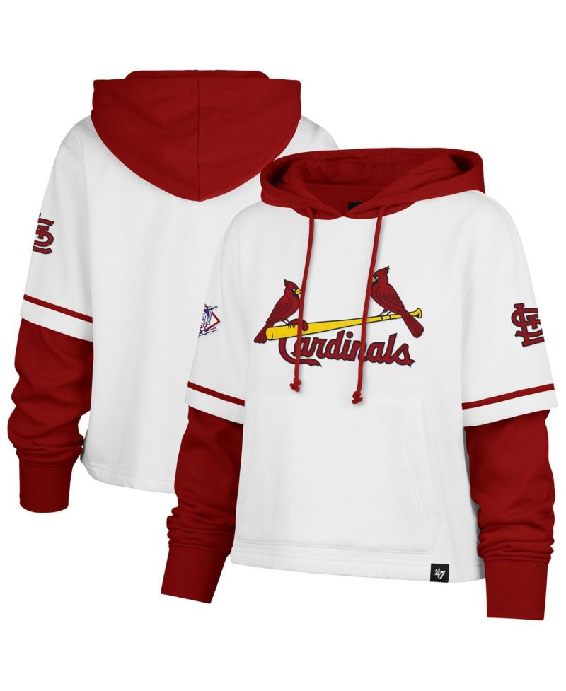 Women's White St. Louis Cardinals Trifecta Shortstop Cropped Pullover Hoodie