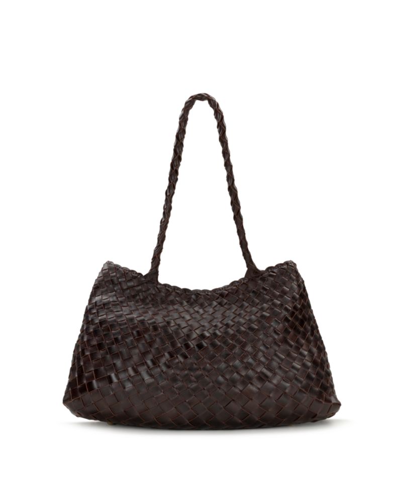 Cheri Large Woven Leather Satchel Handbag