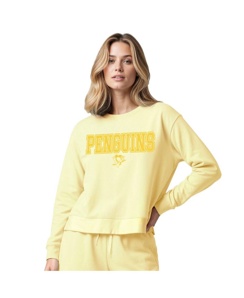 Women's Yellow Pittsburgh Penguins Tonal Pullover Tri-Blend Sweatshirt
