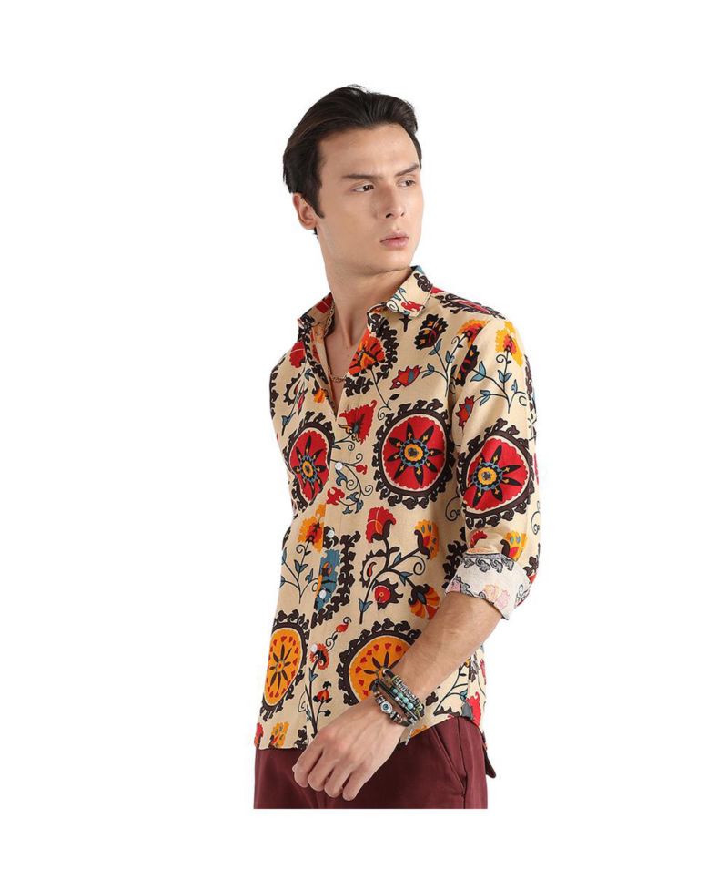 Men's Multicolour Ethnic Floral Shirt