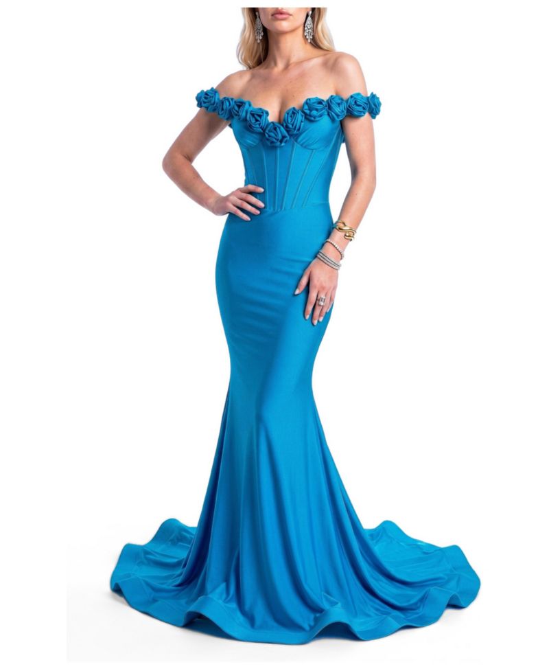 Women's Rosette Off-Shoulder Mermaid Gown