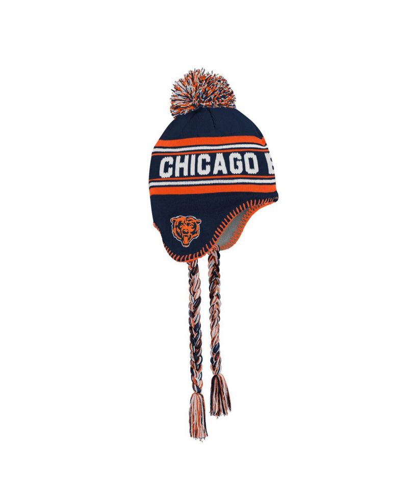 Big Boys and Girls Navy Chicago Bears Jacquard Tassel with Pom Knit Hat