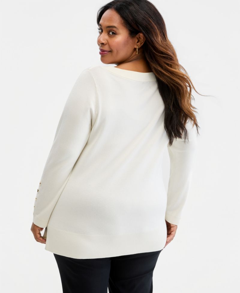 Petite Boat Neck Long-Sleeve Sweater