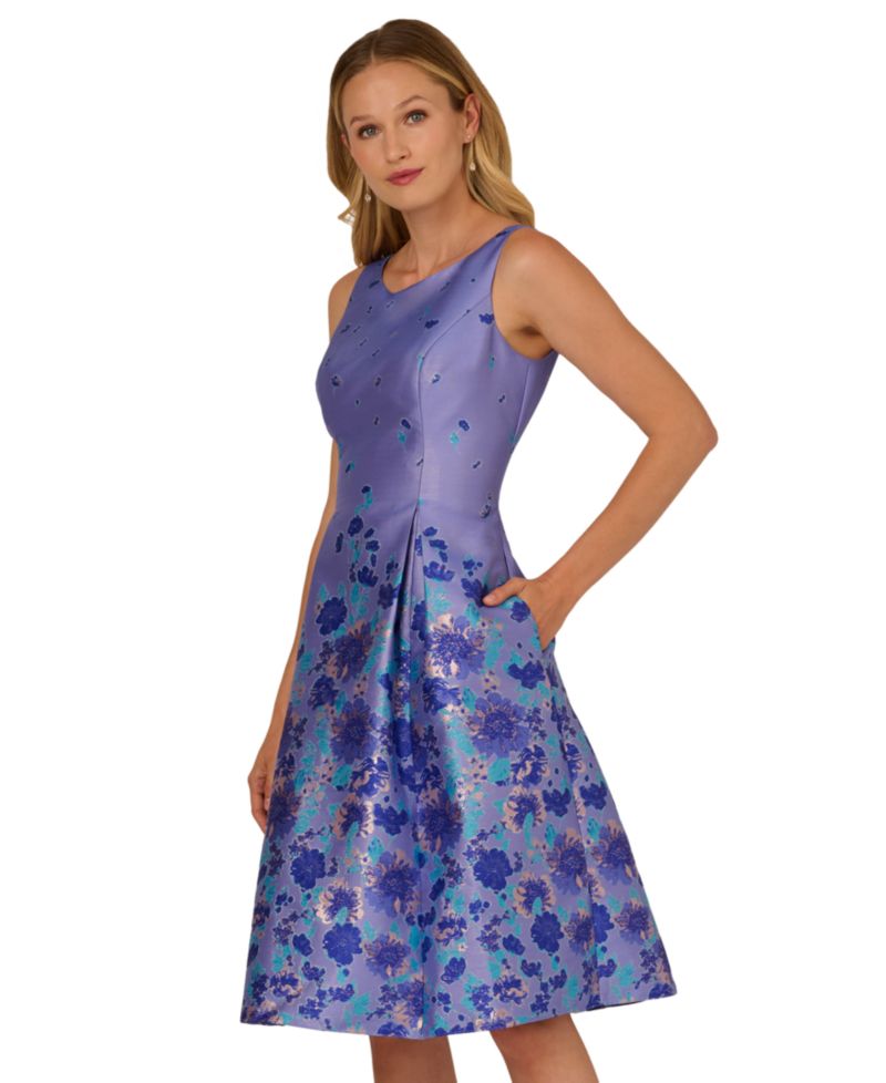 Women's Border Jacquard Boat Neck Dress