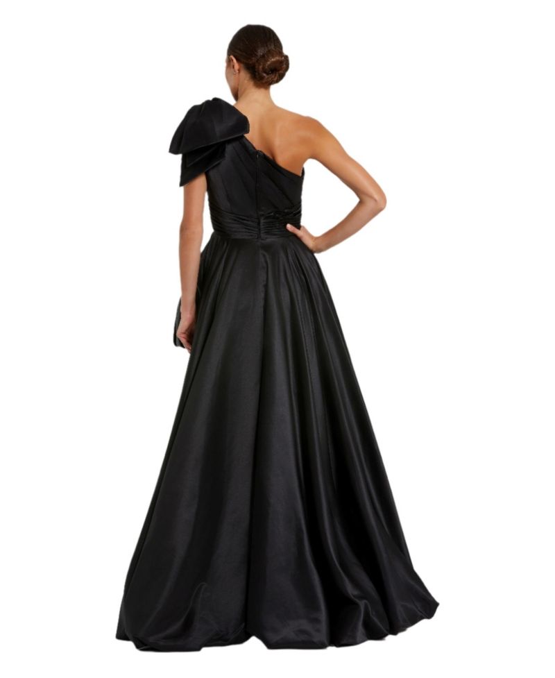 Women's Satin One Shoulder Bow Gown