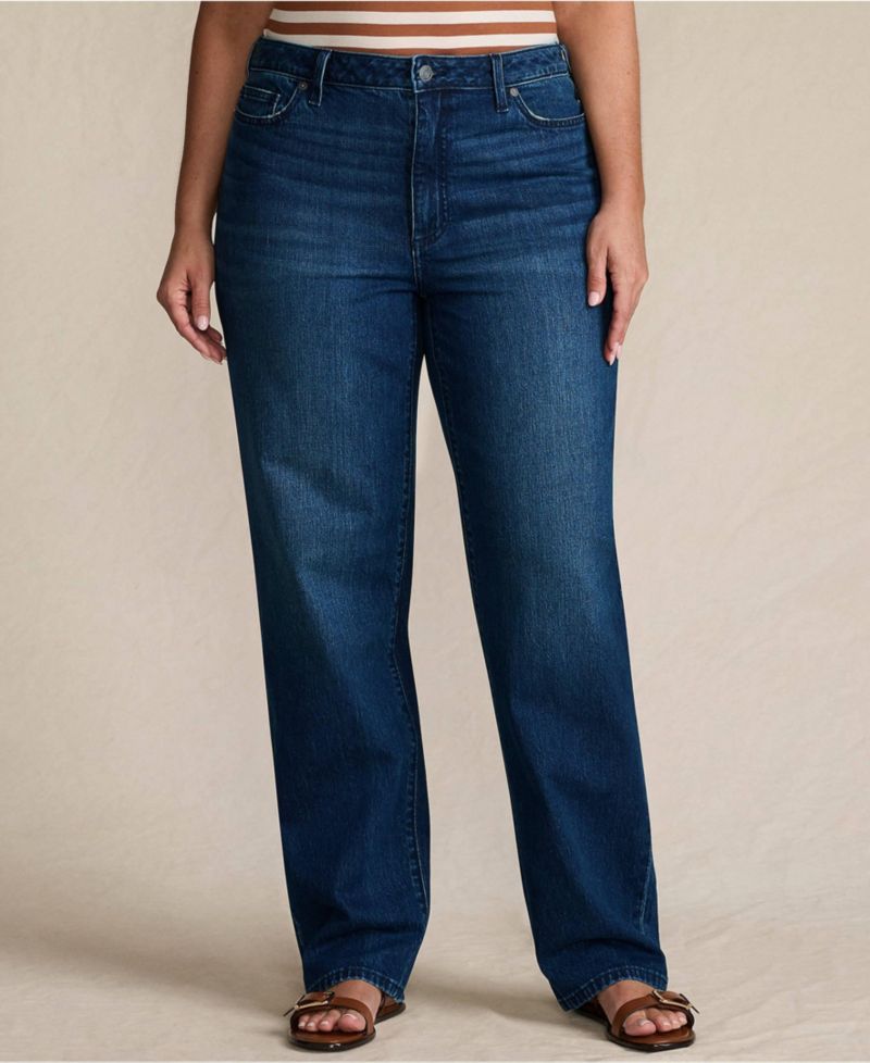 Women's Soft Denim Mid Rise Relaxed Straight Leg Jeans