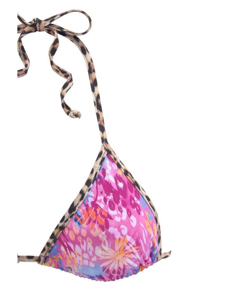 Women's Floral Print Leopard Triangle Bikini Top