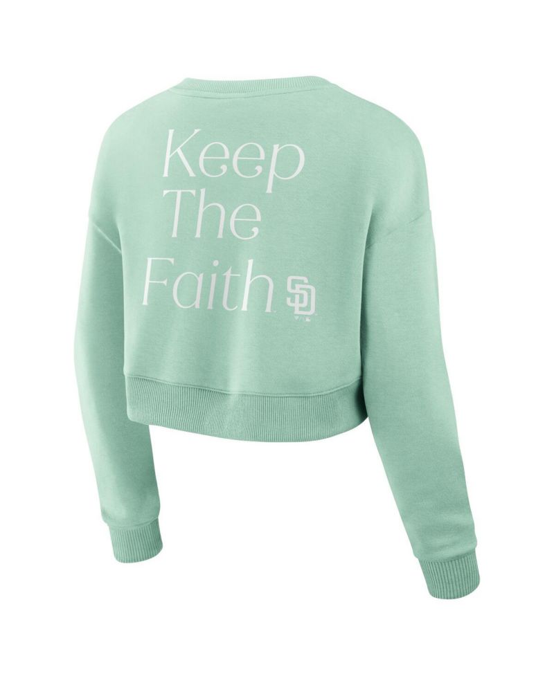 Women's Mint San Diego Padres Relax Studio Cropped Pullover Sweatshirt