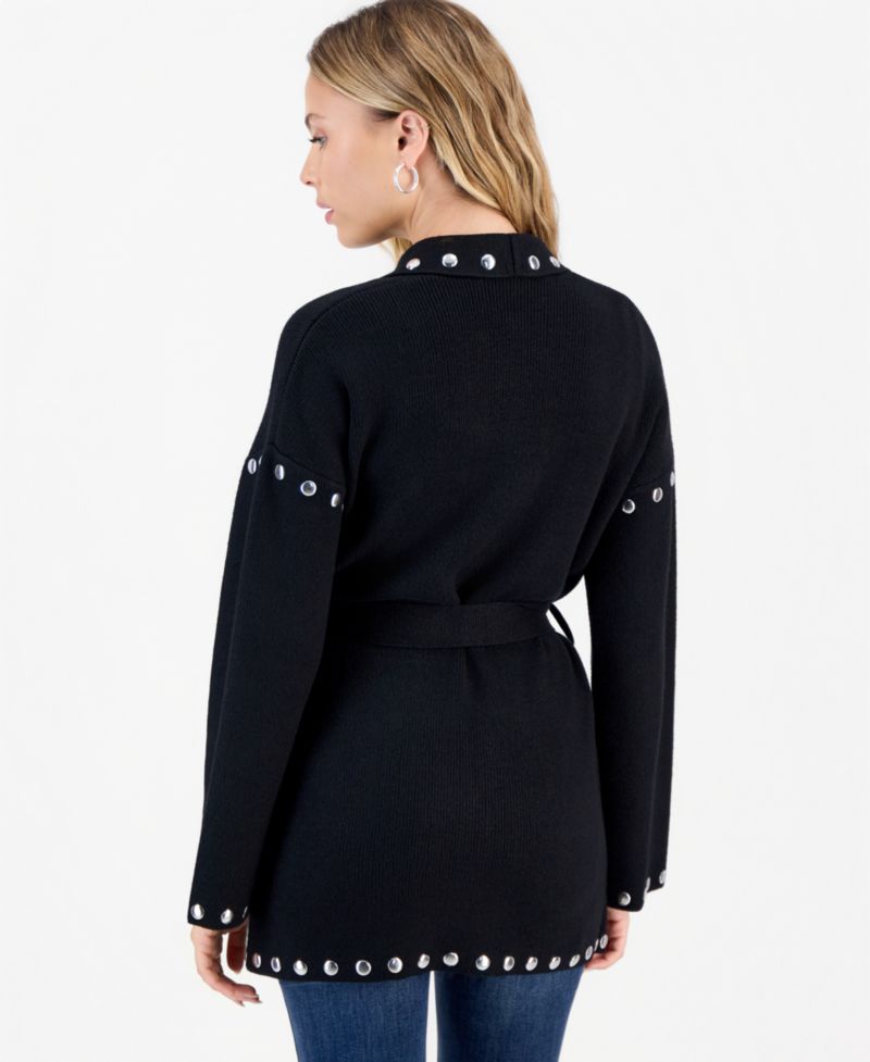 Petite Studded Belted Cardigan