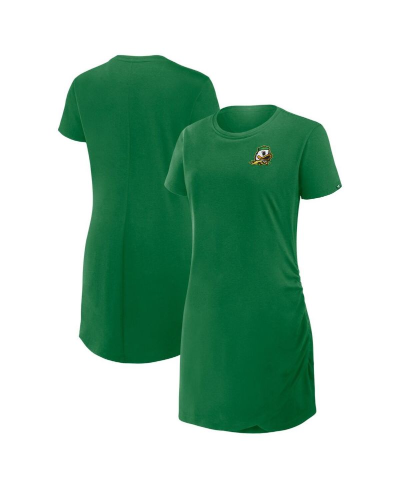 Women's Green Oregon Ducks Ruched Drape T-Shirt Dress