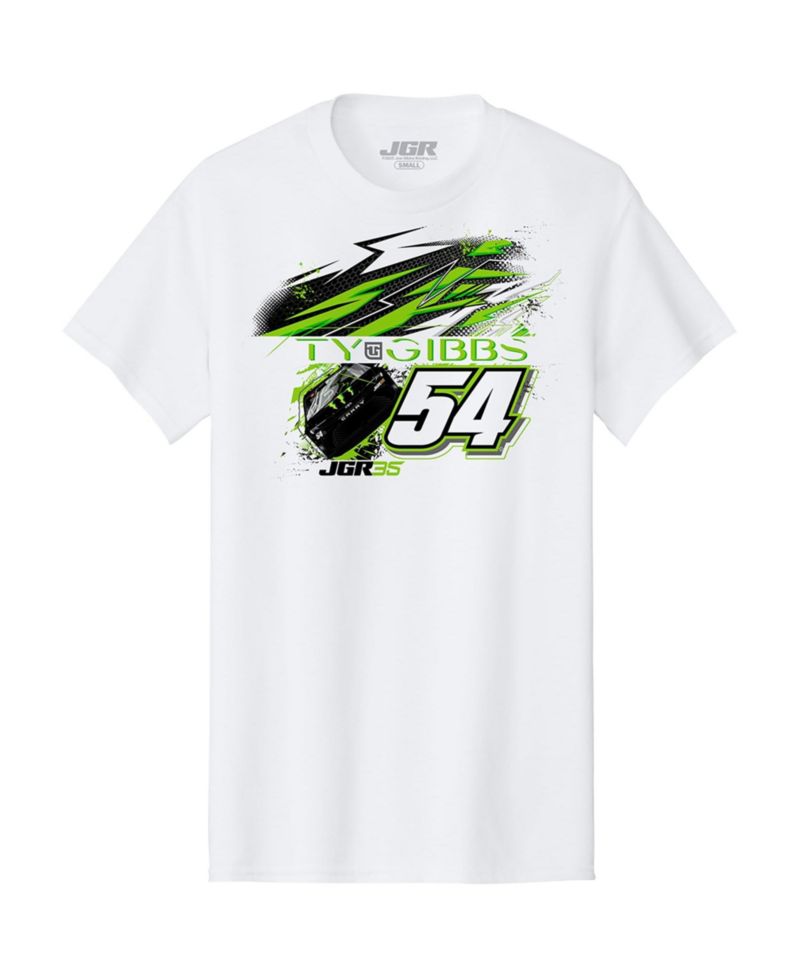 Men's White Ty Gibbs Monster Energy Car T-Shirt