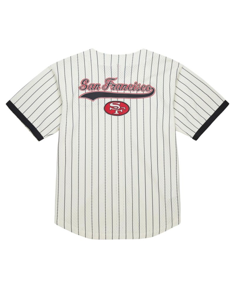 Men's Cream San Francisco 49ers Big Tall Heavyweight Mesh Button-Up Fashion Jersey
