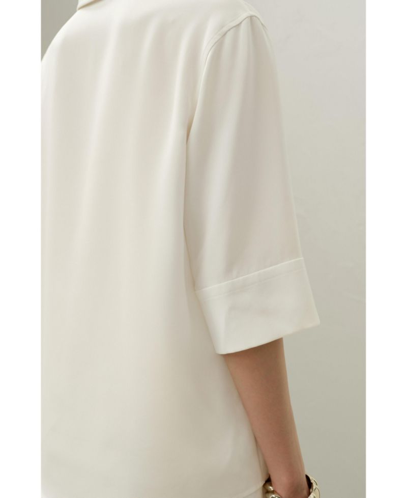 Women's Heavy Silk Crepe Relaxed Half-Sleeve Shirt