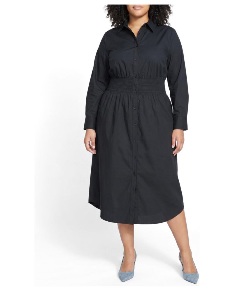 Plus Size Hamptons Smocked Shirtdress