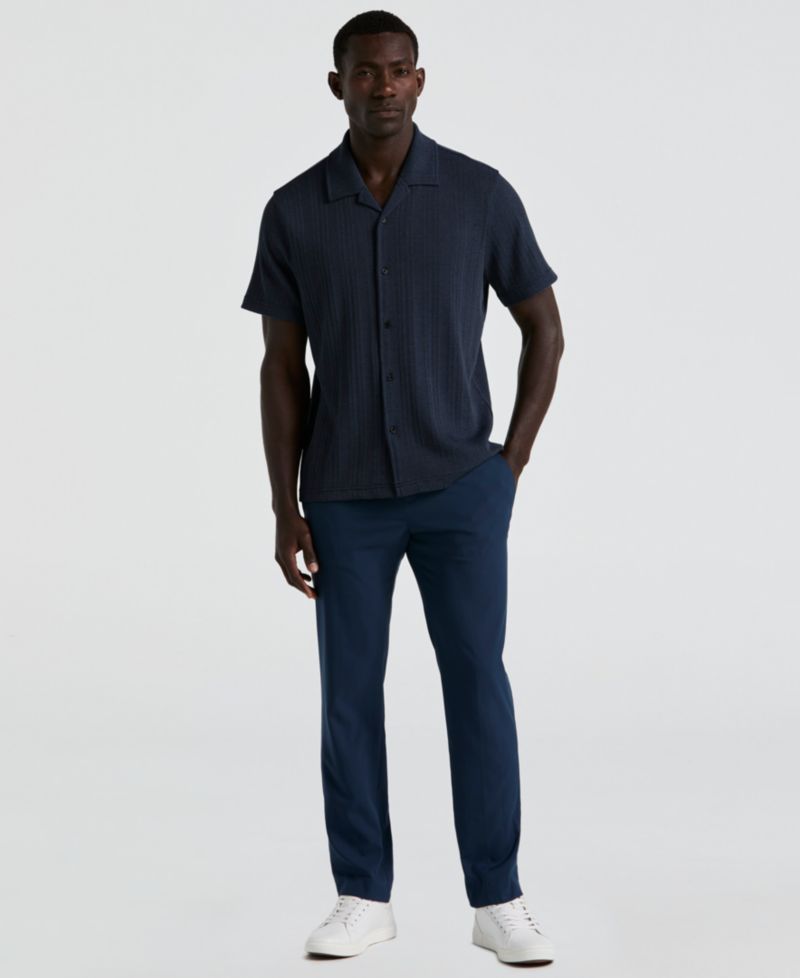 Men's Short-Sleeve Striped Button-Front Camp Shirt