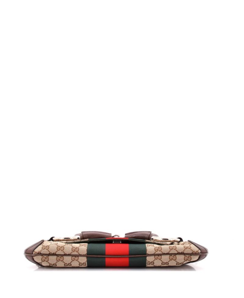 Medium Horsebit NM Web Chain Clutch GG Canvas