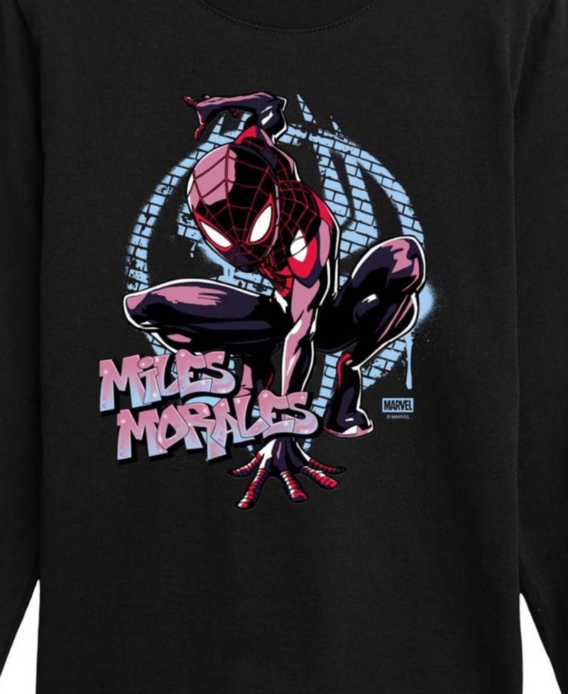 Marvel Boys' 8-20 Spider-Man Miles Spraypaint Long-Sleeve Graphic T-Shirt