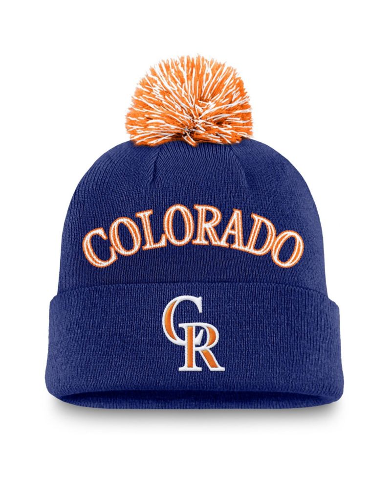 Men's Royal Colorado Rockies Peak Cuffed Knit Hat with Pom