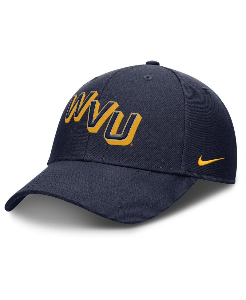 Men's Navy West Virginia Mountaineers Slanted Primetime Rise Performance Adjustable Hat