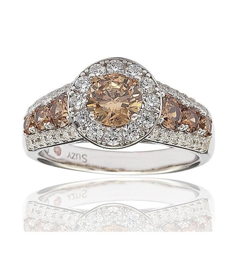 Suzy Levian Bridal Sterling Silver Cubic Zirconia Center Stone Ring