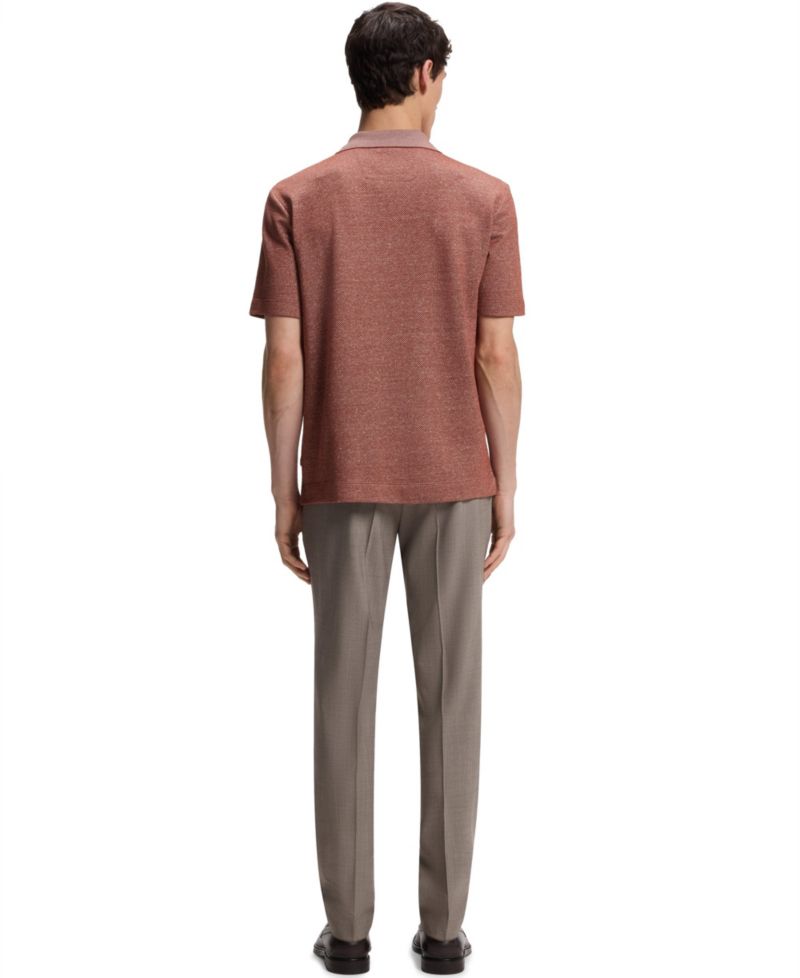 Men's Cotton-Linen-Silk Blend Johnny-Collar Polo Shirt