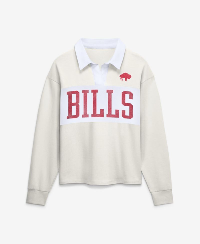 Women's Cream Buffalo Bills Heritage Play Action Rugby Long Sleeve Polo