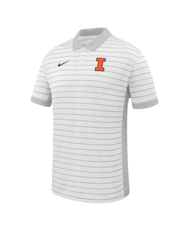 Men's White Illinois Fighting Illini Victory Stripe Dri-FIT Polo Shirt