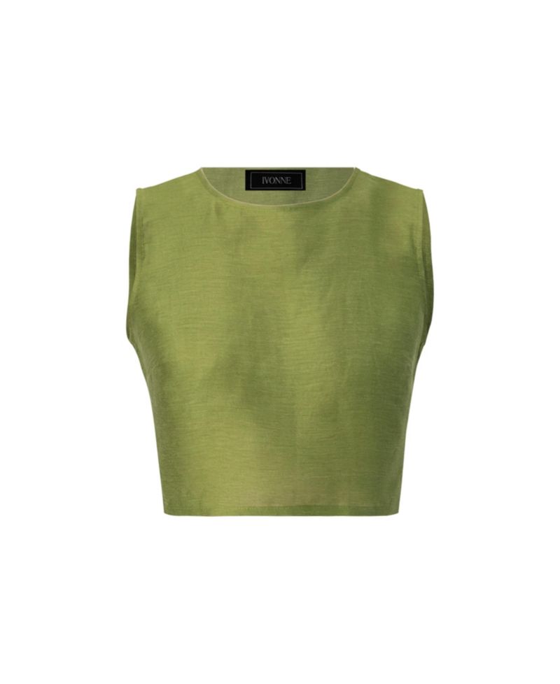 Women's Sleeveless Cropped Linen Top