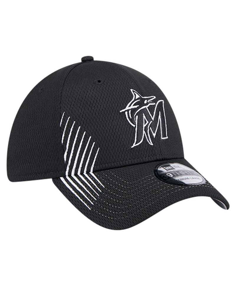 Men's Black Miami Marlins Active Dash Mark 39THIRTY Flex Hat