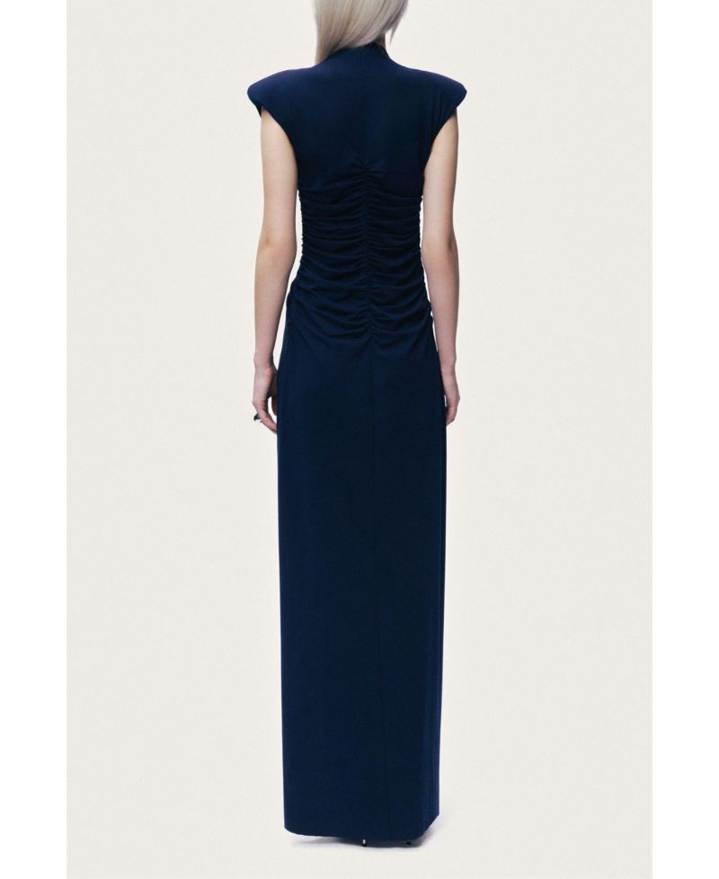 Women's Zip-Front Draped Maxi Dress