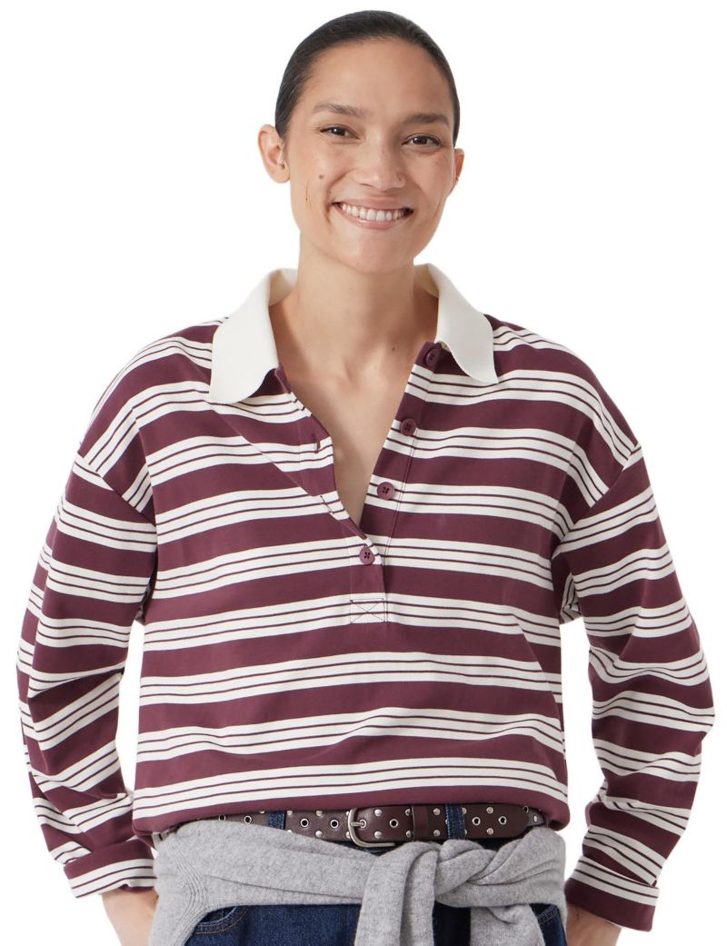 Women's Cotton Striped Polo Top