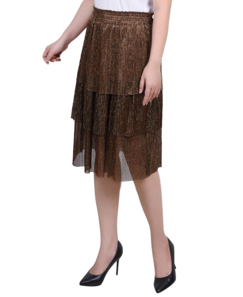 Petite Tiered Mesh Plisse Skirt