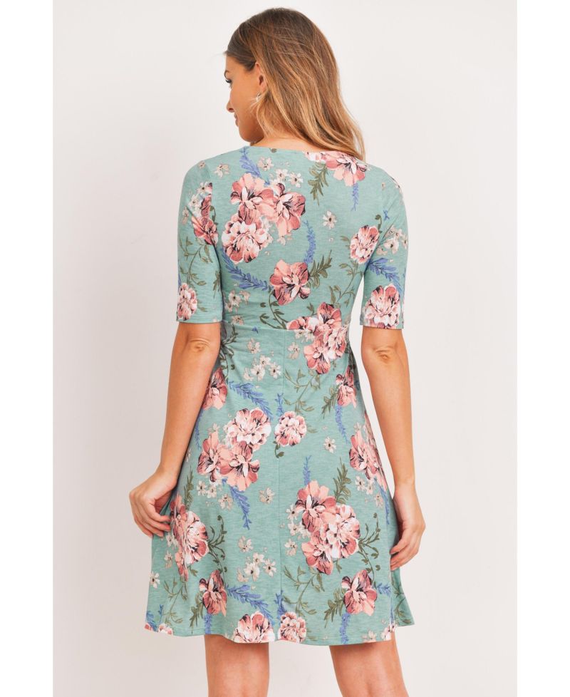 Women's Floral Wrap Dress with Tie Waist Nursing Friendly