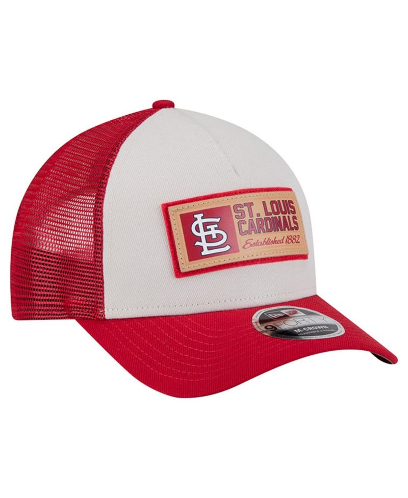 Men's Stone/Red St. Louis Cardinals Text A-Frame Trucker 9FORTY Hat
