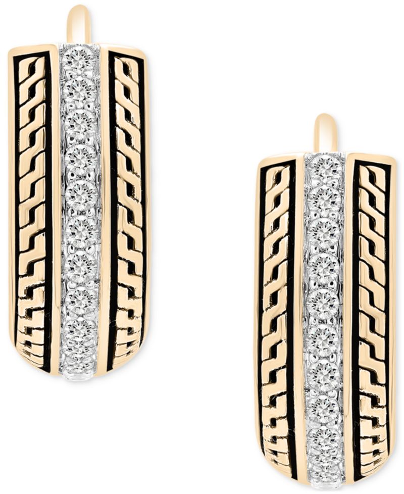 Men's Diamond Thick Hoop Earrings (1/5 ct. t.w.) in 14k Gold-Plated Sterling Silver, 1/2"