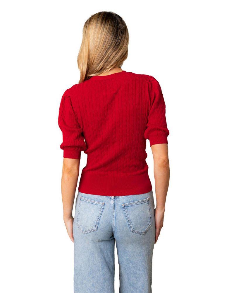 Women's Hope and Henry Organic Puff Sleeve Button Front Sweater