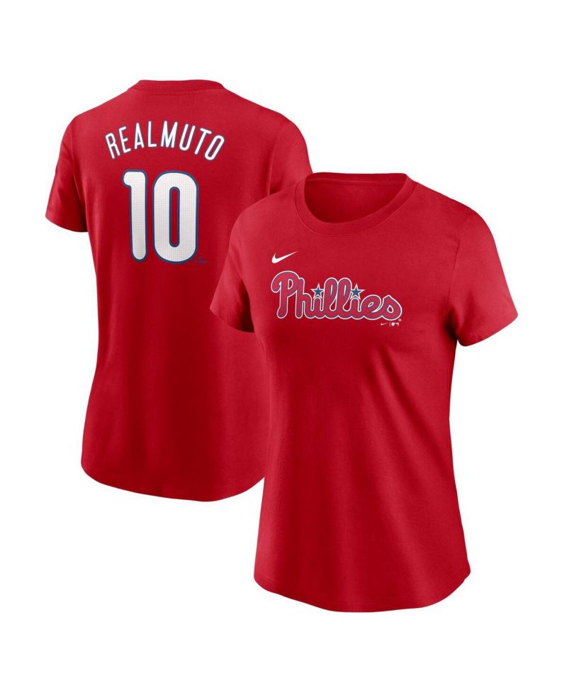 Women's J.T. Realmuto Red Philadelphia Phillies Fuse Name & Number T-Shirt