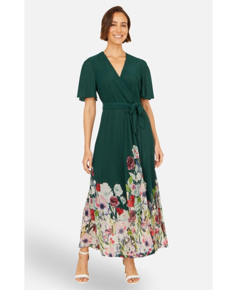 Women's Mesh Wrap Midi Dress