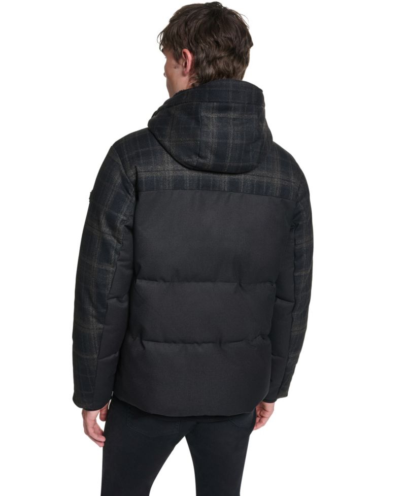 Men's Mixed Media Hooded Jacket