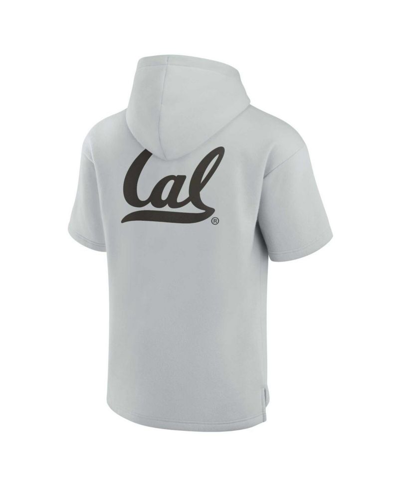 Men's and Women's Gray Cal Bears Super Soft Fleece Short Sleeve Pullover Hoodie