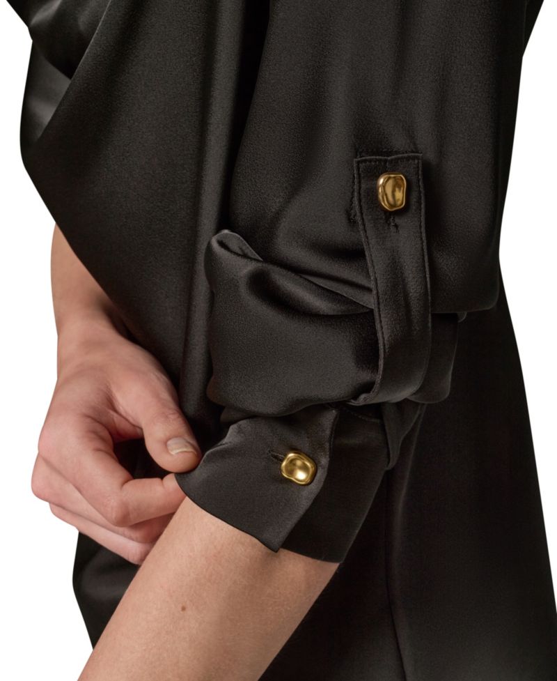 Petite Satin Back Crepe Long-Sleeve Top