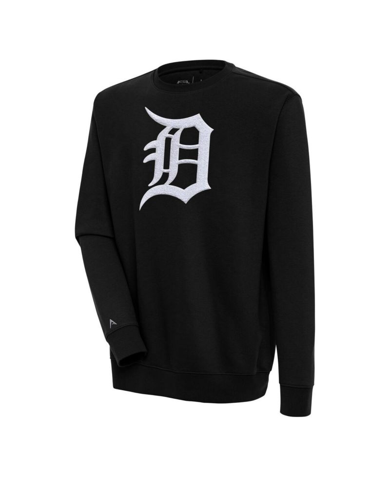 Men's Black Detroit Tigers Victory Crewneck Chenille Pullover Sweatshirt